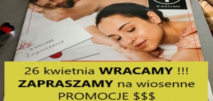 Od 26 kwietnia Zapraszamy do Gabinetu Kosmetycznego Yasumi Warszawa Mokotów.